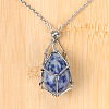 Natural Blue Spot Jasper Easter Egg Cage Pendant 304 Stainless Steel Cable Chain Necklaces FS-WGA333C-10-1
