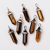 Natural Tiger Eye Double Terminated Pointed Pendants X-G-F295-05B-1