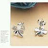 Real Platinum Plated Brass Four Leaf Clover Stud Earrings EJEW-EE0001-231-8