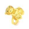 Bear Brass Micro Pave Cubic Zirconia Open Cuff Ring for Women RJEW-U003-23F-G-1