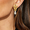 Alloy & Rhinestone & Plastic Pearl Stud Dangle Earrings WG394CA-01-1