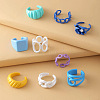 Alloy & Plastic Pearl Cuff Open Rings Set for Girls WG6D6E4-01-1