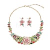 Flower Alloy Rhinestone Pendant Necklaces & Stud Dangle Earrings Sets FS-WGF8947-03-2
