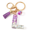 Alloy Resin Heart Keychains KEYC-TADJ0002-01G-L-2