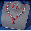 Teardrop Alloy Rhinestone Pendant Necklaces & Stud Dangle Earrings Sets FS-WGE9DA1-09-1