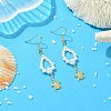 Shell Pearl and Brass Micro Pave Cubic Zirconia Charms Dangle Earring EJEW-JE07431-01-1