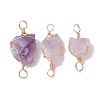 Raw Rough Natural Amethyst Copper Wire Wrapped Nuggets Connector Charms PALLOY-JF02789-1