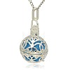 Silver Color Plated Brass Hollow Round Cage Pendants KK-J240-02S-2