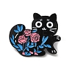 Cartoon Cat & Flower Enamel Pins JEWB-H017-01EB-03-1