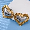 304 Stainless Steel Two Tone Stud Earrings EJEW-Z109-05GP-01-3