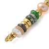 Natural Mixed Gemstone & Plastic Imitation Pearl Disc Beaded Connector Charms/Links STAS-L277-11G-03-2