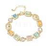 Brass Micro Pave Clear Cubic Zirconia Link Chain Bracelets for Women BJEW-C156-03G-5