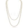 Baking Paint Pearlized Glass Pearl Round Beaded Long Necklaces NJEW-SW00066-03-1