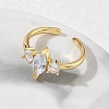 Brass Micro Pave Cubic Zirconia Cuff Open Rings for Women RJEW-L343-14G-04-3