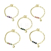 Brass Heart Charm Bracelets BJEW-JB13611-2