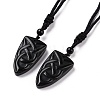 Natural Mixed Gemstone Sailor's Knot Pendant Necklace with Nylon Cord for Women NJEW-E091-02-2