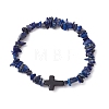 Natural Lapis Lazuli Chips Stretch Bracelets for Women Men BJEW-JB11341-07-2