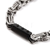 201 Stainless Steel Rectangle Byzantine Chain Necklace NJEW-F222-38EBP-01-3