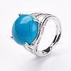 Adjustable Synthetic Turquoise Finger Rings RJEW-F075-01E-4