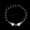 Round Natural Matt Black Onyx Beaded Stretch Bracelets for Men UV1347-2-2