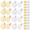 48Pcs 4 Styles 201 Stainless Steel Flat Round Stud Earring Findings STAS-BBC0010-47A-1