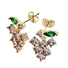 Brass Pave Cubic Zirconia Stud Dangle Earrings CU-CBA2AB4-02G-4