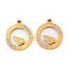 Ocean Theme 304 Stainless Steel & Natural Shell & Rhinestone Pendants SH-CBA72D5-01C-G-1