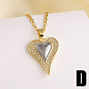 Brass Micro Pave Clear Cubic Zirconia Two Tone Heart Pendant Necklaces WGF7FF4-04-1