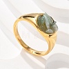 Round Natural Aquamarine Chips Finger Rings RJEW-D303-03G-02-2