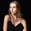 Alloy Curved Tube Black Cowhide Cord 3 Layer Necklaces for Women FS-WG33DA7-02-2