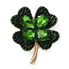 Clover Alloy Rhinestone Lapel Pins for Backpack Clothes X-JEWB-H032-02G-2