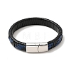 Leather Braided Rectangle Cord Bracelet with 304 Stainless Steel Magnetic Clasps for Men Women BJEW-C021-04-2