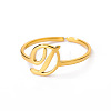 Adjustable 201 Stainless Steel Letter Open Cuff Rings for Women FS-WG61269-04-1
