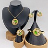 304 Stainless Steel & Cubic Zirconia & Cat Eye Pendant Necklaces & Stud Earrings & Rings & Bangles FS-WGBA184-03-1