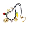 304 Stainless Steel & Plastic Flower Clover Pendant Cotton Cord Necklaces for Women NJEW-Z092-01G-01-2