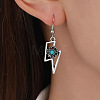 Alloy & Synthetic Turquoise Flower Dangle Earrings WGE566C-05-1