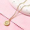 304 Stainless Steel Flat Round Coin Pendant Cable Chain Necklaces for Women STAS-Z108-02G-01-1