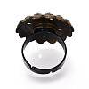 Adjustable Flower Alloy & Iron Bezel Cup Ring Base with Rotatable Tray MAK-T012-06B-3