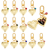 12Pcs Birthstone Heart Alloy Glass & Rhinestone & Brass Locket Pendant Decorations HJEW-PH02143-1