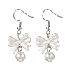 Bowknot ABS Plastic Imitation Pearl Dangle Earrings EJEW-JE06774-2
