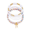 3Pcs 3 Styles Imitation Pearl & CCB Plastic Beads Stretch Bracelets WG0B162-03-2