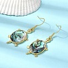 Brass Natural Paua Shell Dangle Earrings EJEW-M060-19A-G-2