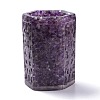 Resin with Natural Amethyst Chip Stones Pen Holder DJEW-F015-02B-1