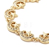 Rack Plating Brass Pave Clear Cubic Zirconia Moon Link Chain Bracelets for Women BJEW-R317-14G-2