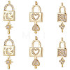 6Pcs 3 Styles Brass Micro Pave Clear Cubic Zirconia Connector Charms KK-BBC0002-94-1