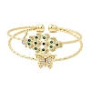 Brass Micro Pave Cubic Zirconia Cuff Bangles BJEW-F526-05G-4