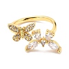 Brass Micro Pave Cubic Zirconia Cuff Ring RJEW-F116-29G-1