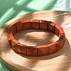 Square Natural Red Jasper Beads Stretch Bracelets for Women Men BJEW-C097-06S-2