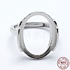Rhodium Plated 925 Sterling Silver Finger Ring Components STER-G027-10P-1