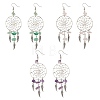 Natural Mixed Gemstone Chips & Pearl Chandelier Earrings EJEW-JE05281-1